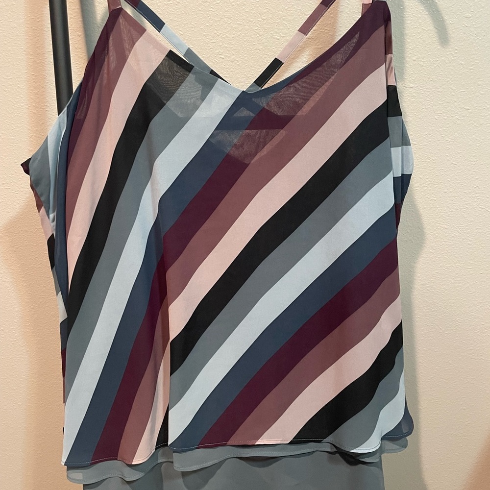 Torrid Sophie Chiffon Striped Criss Cross Strappy Tank - Picture 2 of 2